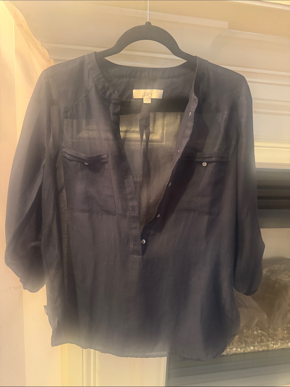 LOFT Black Women’s Casual Button-Down Pullover Shirt